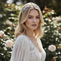ATHENA COLLECTION - LUXE FRESHWATER PEARL HEADBAND - AHB62 SILVER