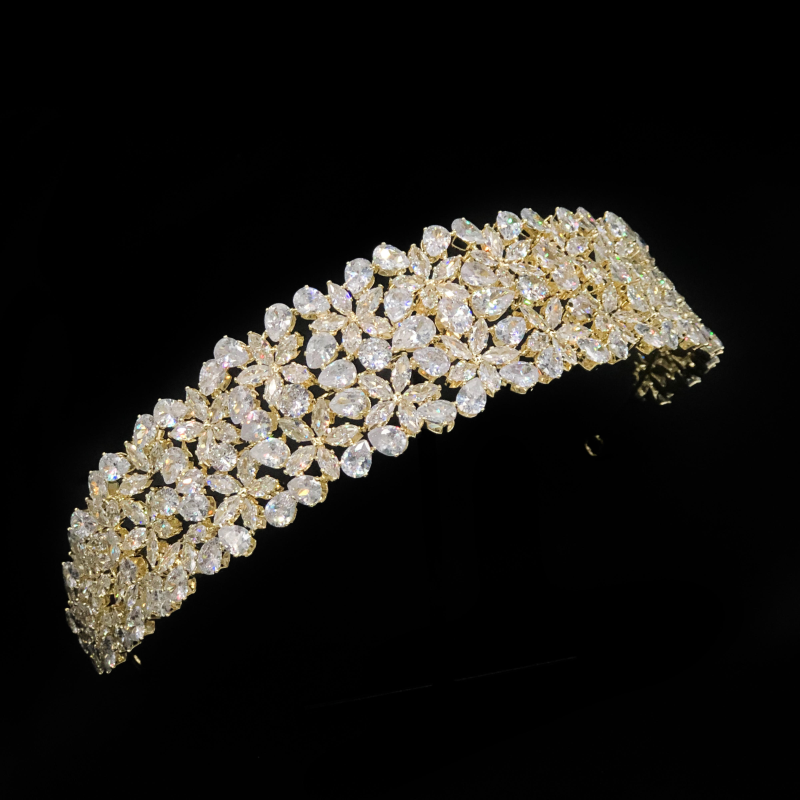 CUBIC ZIRCONIA COLLECTION - EXQUISITE STARLET HEADBAND - -AHB93 GOLD