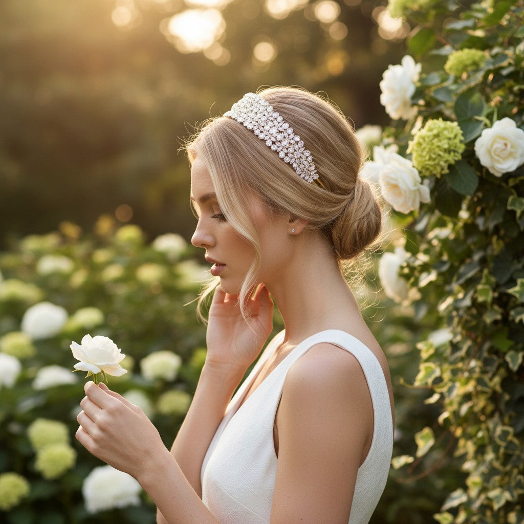 CUBIC ZIRCONIA COLLECTION - EXQUISITE STARLET HEADBAND - -AHB93 GOLD