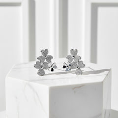 CUBIC ZIRCONIA COLLECTION - CHIC FLORAL CLUSTER EARRINGS - CZER585 SILVER