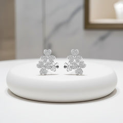 CUBIC ZIRCONIA COLLECTION - CHIC FLORAL CLUSTER EARRINGS - CZER585 SILVER