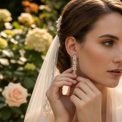 CUBIC ZIRCONIA COLLECTION - SIMPLY EXQUISITE CHANDELIER EARRINGS - CZER587 SILVER