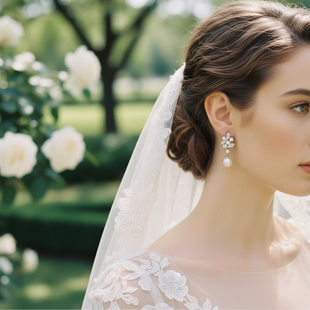 CUBIC ZIRCONIA COLLECTION -ELEGANCE PEARL EARRINGS - CZER588