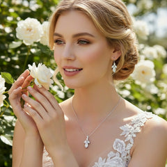 CUBIC ZIRCONIA COLLECTION - SIMPLY SPARKLE NECKLACE SET - NK136 SILVER