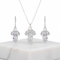 CUBIC ZIRCONIA COLLECTION - SIMPLY SPARKLE NECKLACE SET - NK136 SILVER