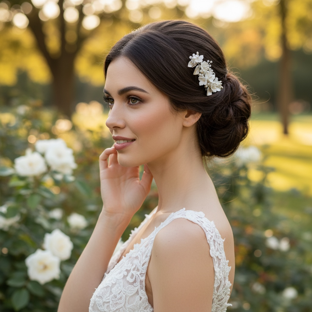 ATHENA COLLECTION - EXQUISITE FLORAL HAIR CLIP - CLIP759 GOLD