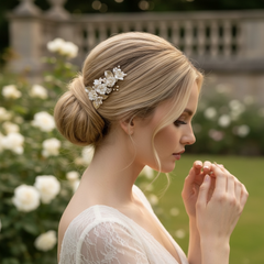ATHENA COLLECTION - EXQUISITE FLORAL HAIR CLIP - CLIP759 GOLD