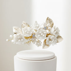 ATHENA COLLECTION - EXQUISITE FLORAL HAIR CLIP - CLIP759 GOLD