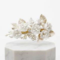 ATHENA COLLECTION - EXQUISITE FLORAL HAIR CLIP - CLIP759 GOLD