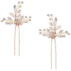 ATHENA COLLECTION - FLORAL ROMANCE HAIR PINS- PIN52 GOLD (PAIR)