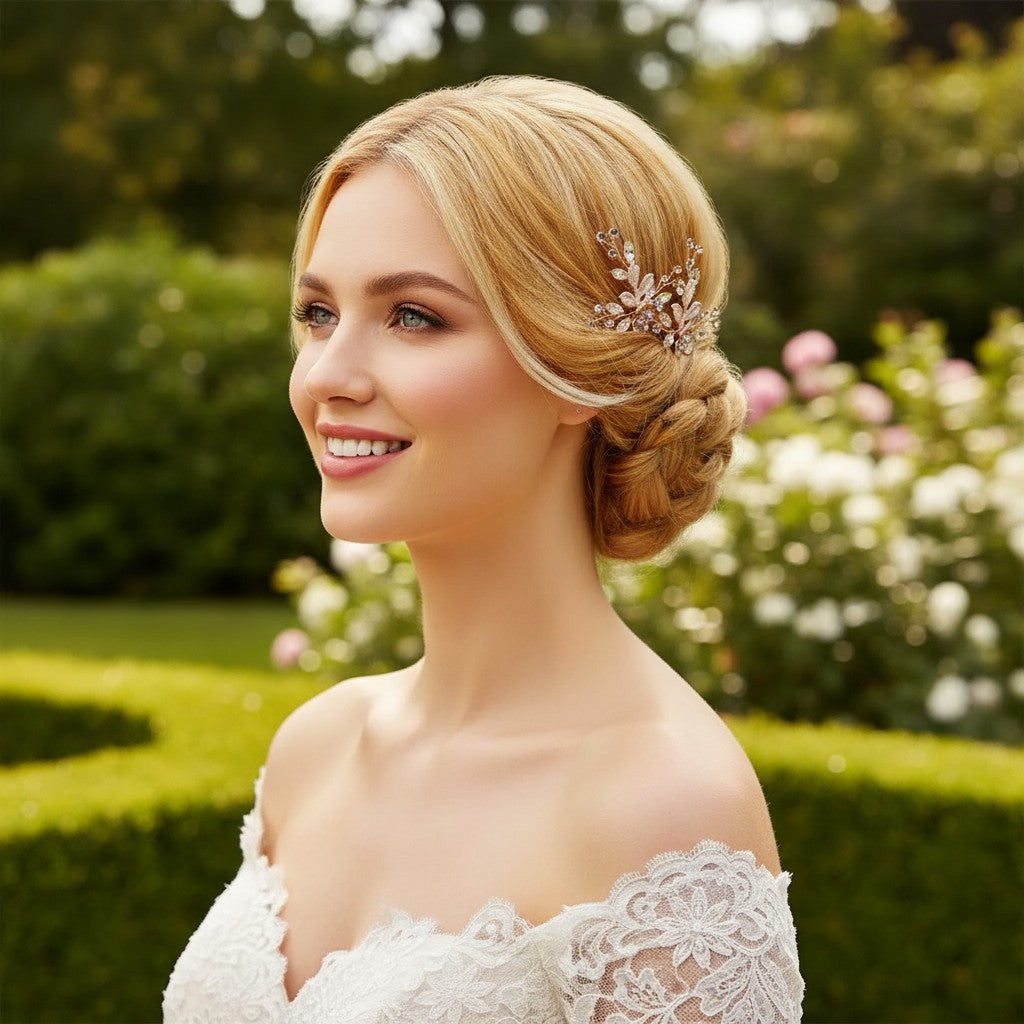 ATHENA COLLECTION - FLORAL ROMANCE HAIR PINS- PIN52 GOLD (PAIR)