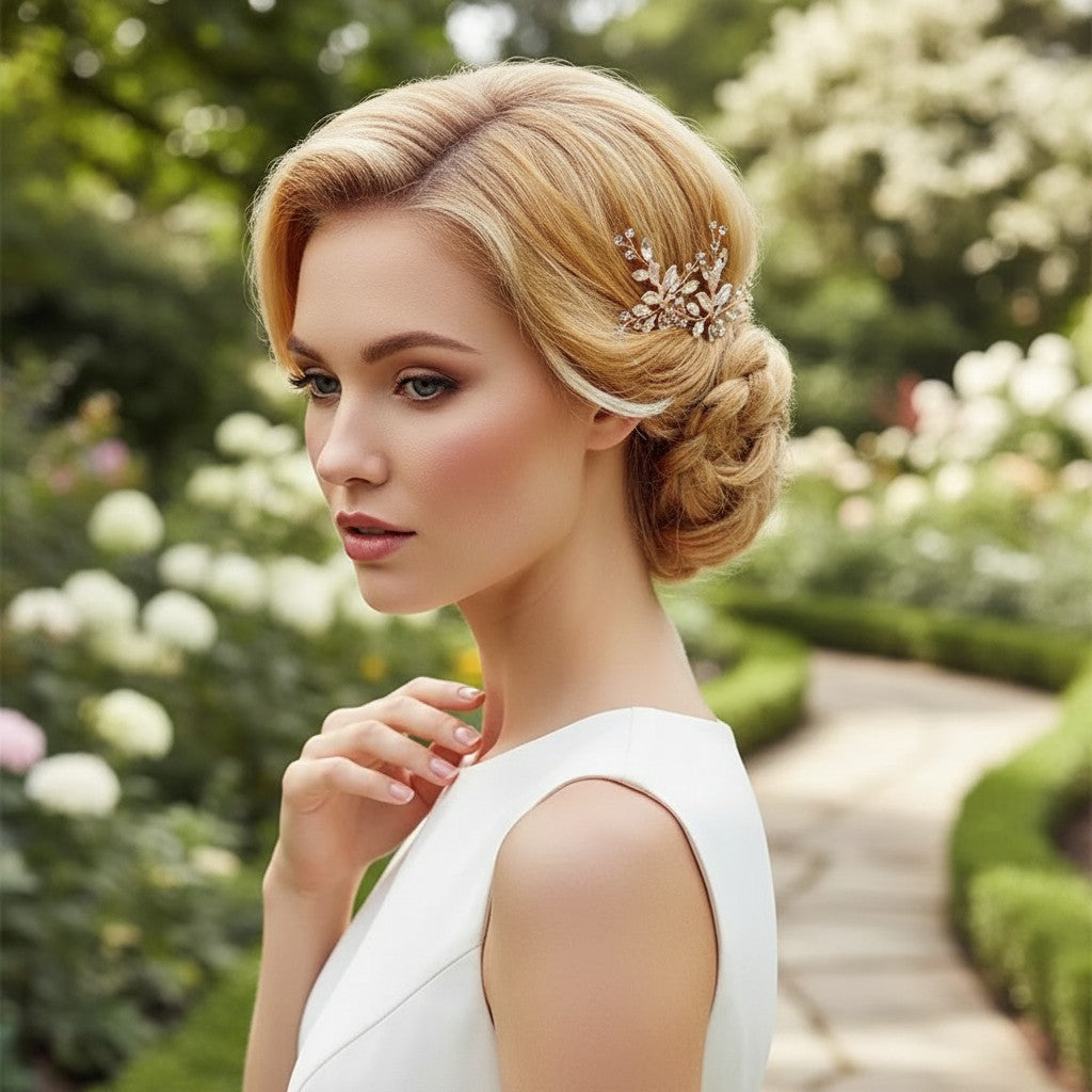 ATHENA COLLECTION - FLORAL ROMANCE HAIR PINS- PIN52 GOLD (PAIR)