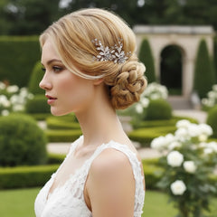 ATHENA COLLECTION - FLORAL ROMANCE HAIR PINS- PIN52 SILVER (PAIR)