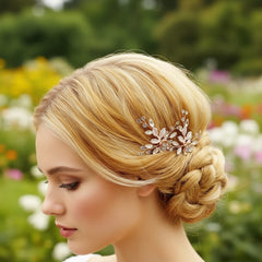 ATHENA COLLECTION - FLORAL ROMANCE HAIR PINS- PIN52 ROSE GOLD (PAIR)