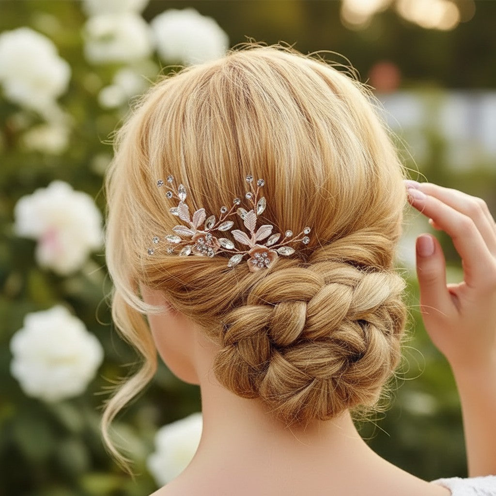 ATHENA COLLECTION - FLORAL ROMANCE HAIR PINS- PIN52 ROSE GOLD (PAIR)