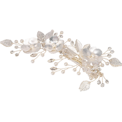 ATHENA COLLECTION - LUXE FLORAL HAIR CLIP - CLIP760 SILVER