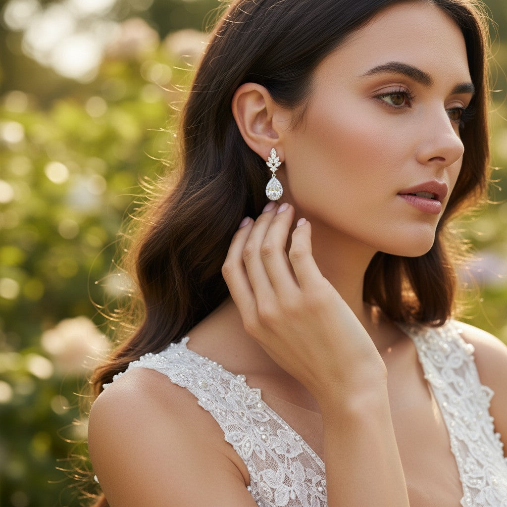 CUBIC ZIRCONIA COLLECTION - VINTAGE CHIC EARRINGS -CZER590 SILVER