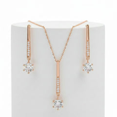 CUBIC ZIRCONIA COLLECTION - SHIMMER DROP NECKLACE SET  - NK137 ROSE GOLD