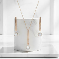 CUBIC ZIRCONIA COLLECTION - SHIMMER DROP NECKLACE SET- NK137 14K GOLD PLATED