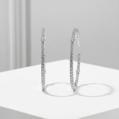 CUBIC ZIRCONIA COLLECTION - SIMULATED DIAMOND HOOP EARRINGS - CZER594 SILVER