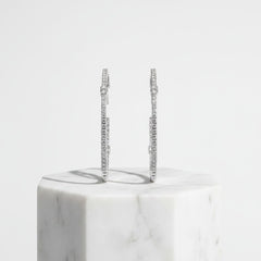 CUBIC ZIRCONIA COLLECTION - SIMULATED DIAMOND HOOP EARRINGS - CZER594 SILVER