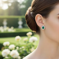 CUBIC ZIRCONIA COLLECTION -DAINTY DIVA EARRINGS - CZER597 -EMERALD GREEN