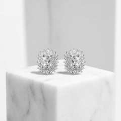 CUBIC ZIRCONIA COLLECTION -DAINTY DIVA EARRINGS - CZER597 - SILVER