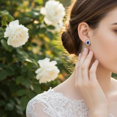 CUBIC ZIRCONIA COLLECTION -DAINTY DIVA EARRINGS - CZER597 -SAPPHIRE BLUE