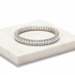 CUBIC ZIRCONIA COLLECTION - EXQUISITE SPARKLE BRACELET - BR124 SILVER