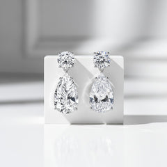 CUBIC ZIRCONIA COLLECTION - SIMULATED DIAMOND DROP EARRINGS - CZER598 SILVER