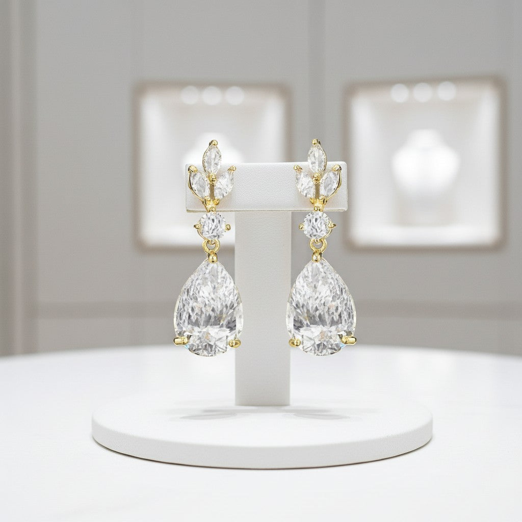 CUBIC ZIRCONIA COLLECTION - SIMPLY SPARKLE EARRINGS - CZER567 GOLD
