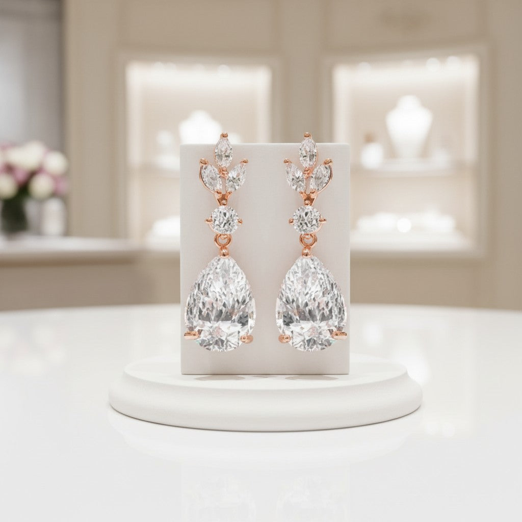 CUBIC ZIRCONIA COLLECTION - SIMPLY SPARKLE EARRINGS - CZER567 ROSE GOLD