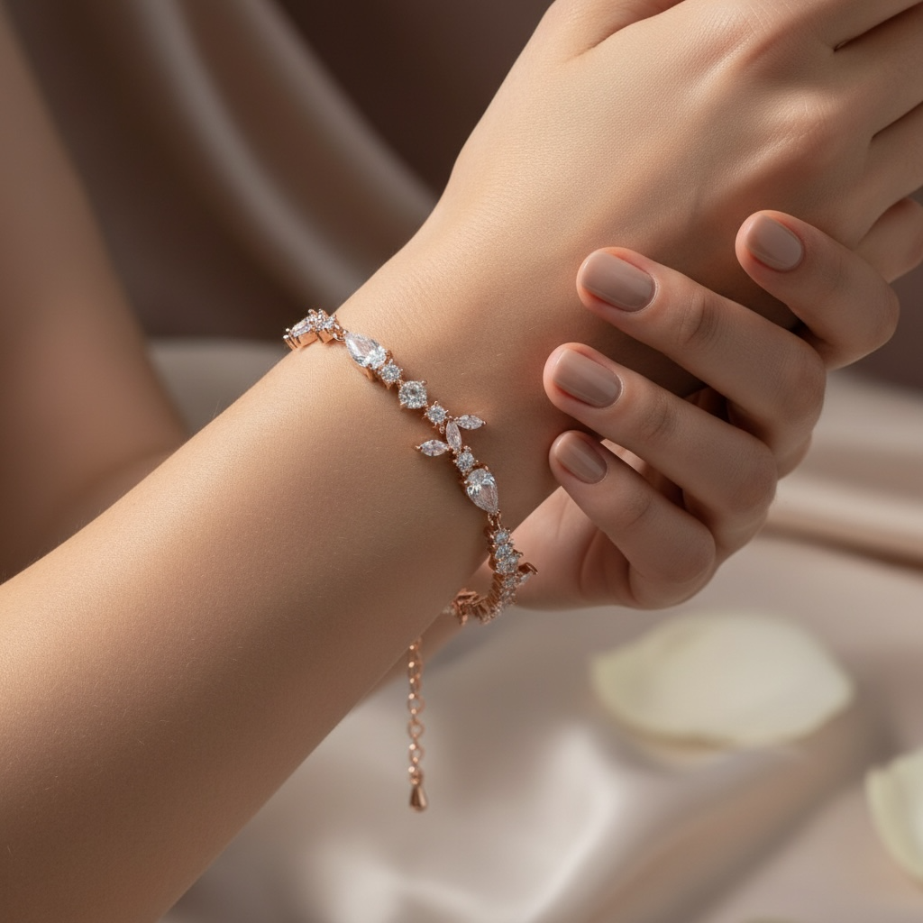 CUBIC ZIRCONIA COLLECTION - CRYSTAL SHIMMER BRACELET - ROSE GOLD BR125