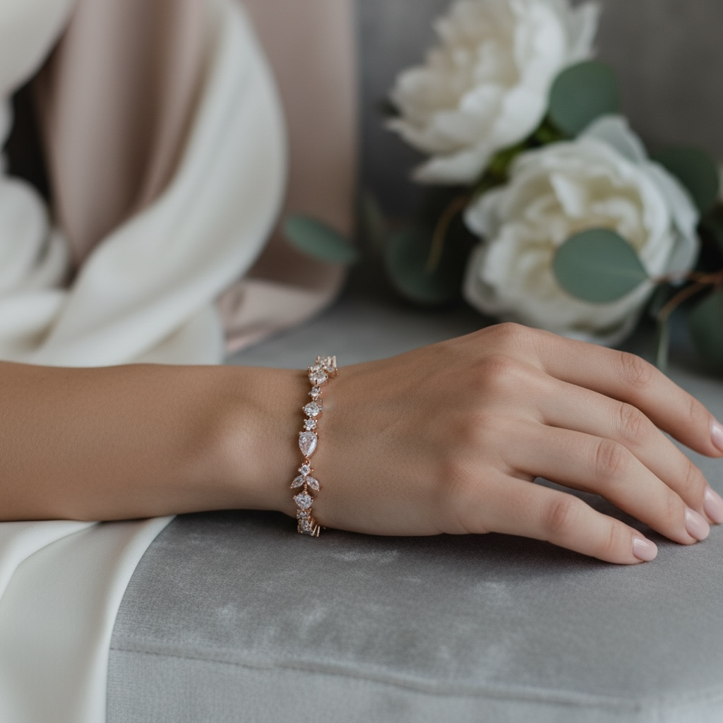 CUBIC ZIRCONIA COLLECTION - CRYSTAL SHIMMER BRACELET - ROSE GOLD BR125
