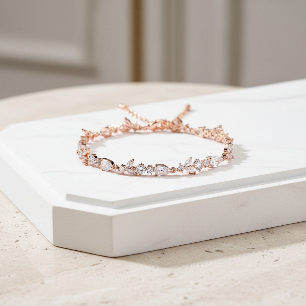 CUBIC ZIRCONIA COLLECTION - CRYSTAL SHIMMER BRACELET - ROSE GOLD BR125