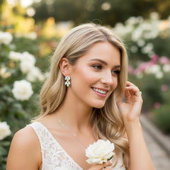 CUBIC ZIRCONIA COLLECTION - DECO DIVINE EARRINGS-  CZER599 SILVER