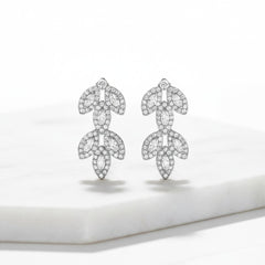 CUBIC ZIRCONIA COLLECTION - DECO DIVINE EARRINGS-  CZER599 SILVER