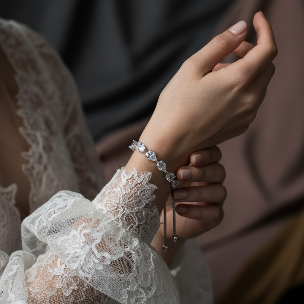 CUBIC ZIRCONIA COLLECTION - CRYSTAL DIVINE BRACELET - BR126 SILVER