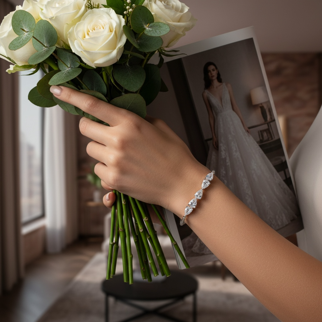 CUBIC ZIRCONIA COLLECTION - CRYSTAL DIVINE BRACELET - BR126 SILVER