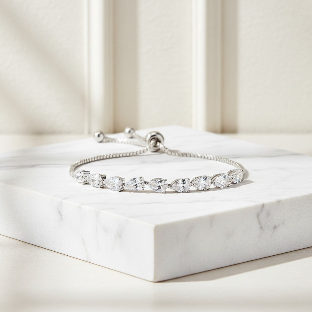 CUBIC ZIRCONIA COLLECTION - CRYSTAL DIVINE BRACELET - BR126 SILVER