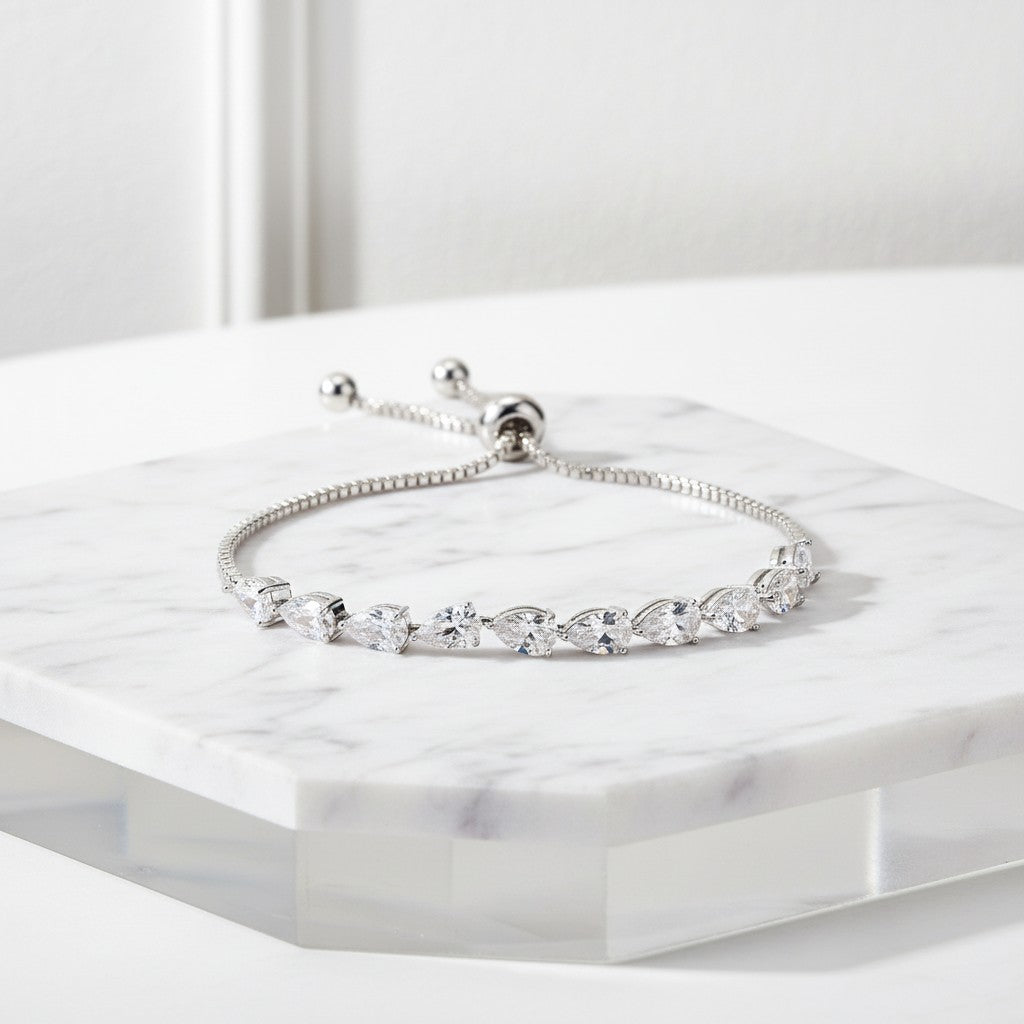 CUBIC ZIRCONIA COLLECTION - CRYSTAL DIVINE BRACELET - BR126 SILVER