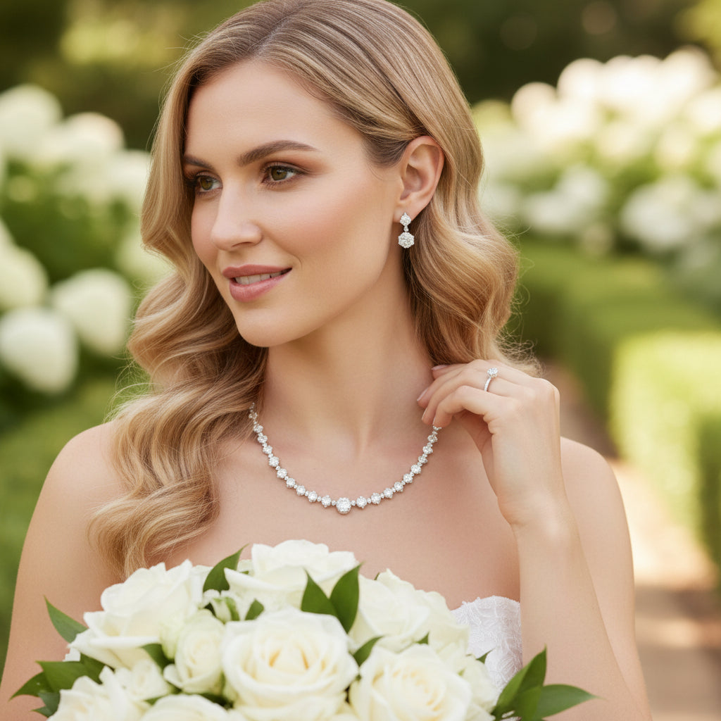 CUBIC ZIRCONIA COLLECTION - GRACEFUL CRYSTAL NECKLACE - CZNK143