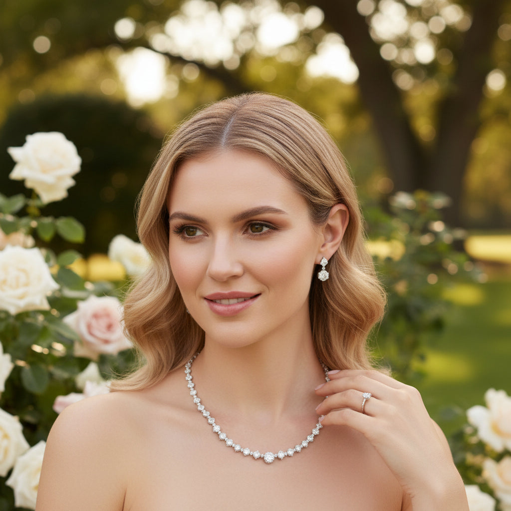 CUBIC ZIRCONIA COLLECTION - GRACEFUL CRYSTAL NECKLACE - CZNK143