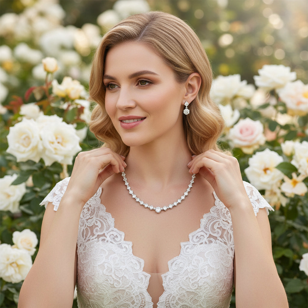 CUBIC ZIRCONIA COLLECTION - GRACEFUL CRYSTAL NECKLACE - CZNK143