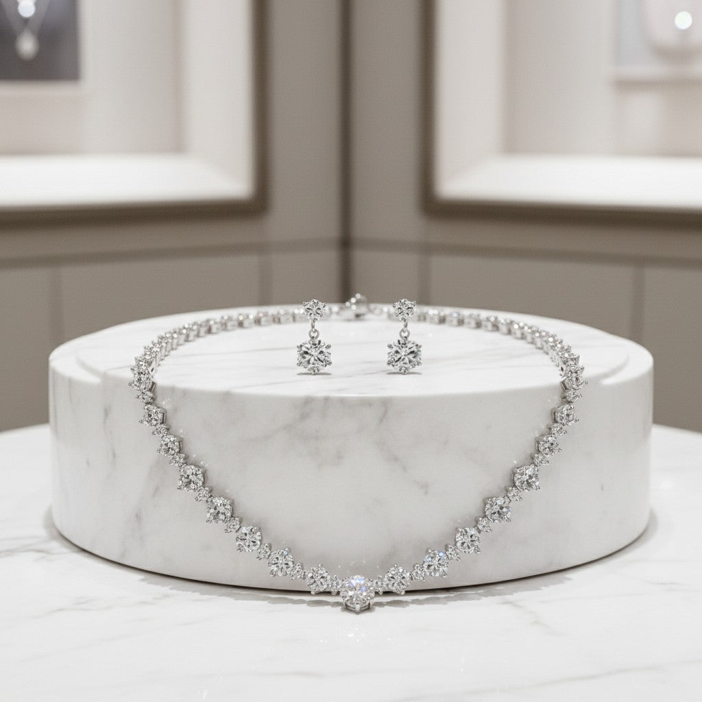 CUBIC ZIRCONIA COLLECTION - GRACEFUL CRYSTAL NECKLACE - CZNK143