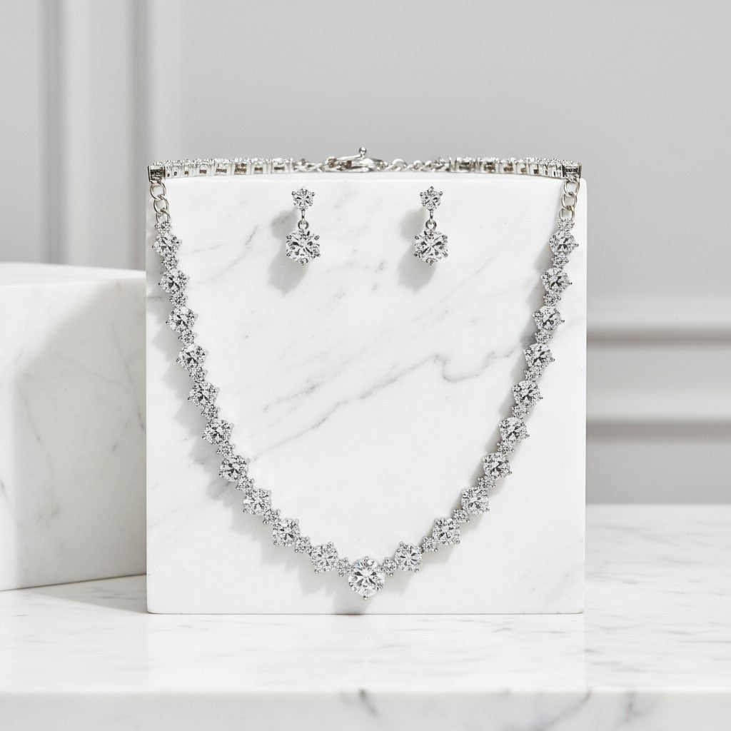 CUBIC ZIRCONIA COLLECTION - GRACEFUL CRYSTAL NECKLACE - CZNK143