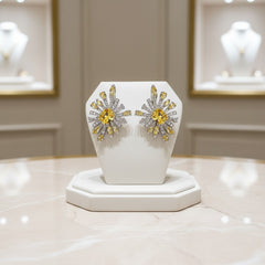 CUBIC ZIRCONIA COLLECTION - CRYSTAL ALLURE EARRINGS - CZER523 YELLOW