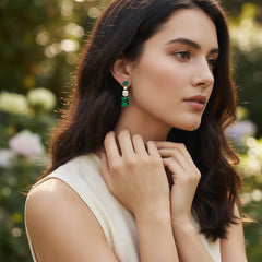 CUBIC ZIRCONIA COLLECTION - CRYSTAL DECO DIVINE EARRINGS CZER602 EMERALD