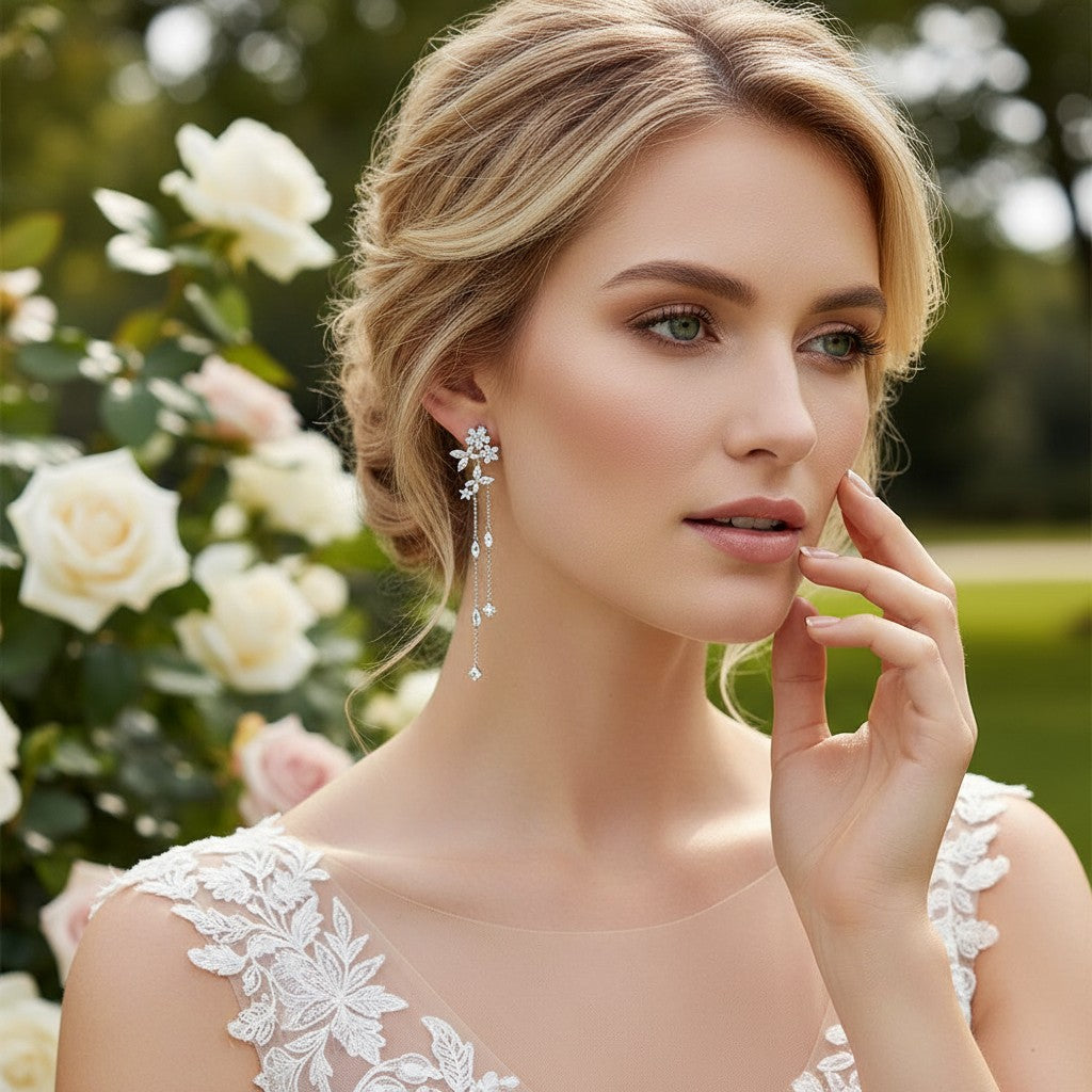 CUBIC ZIRCONIA COLLECTION - DAZZLING CHANDELIER EARRINGS - CZER603