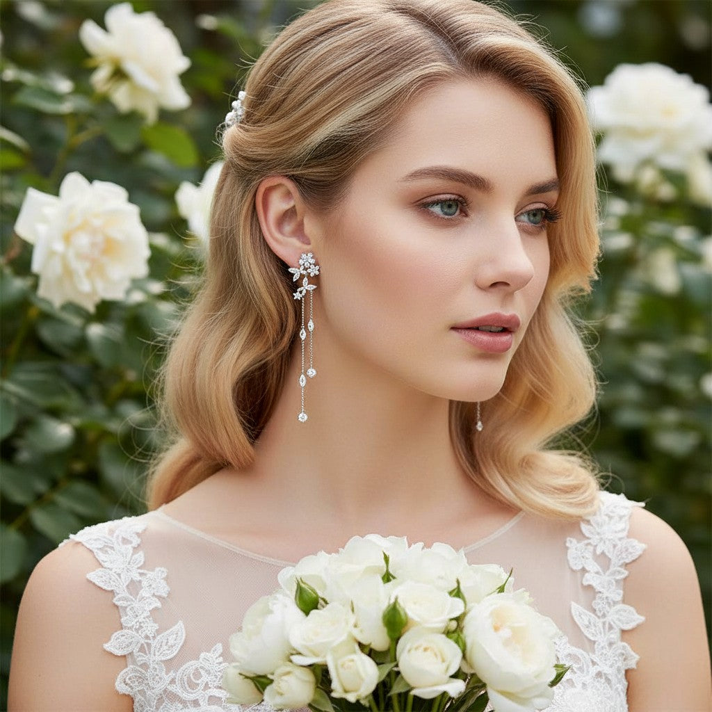 CUBIC ZIRCONIA COLLECTION - DAZZLING CHANDELIER EARRINGS - CZER603